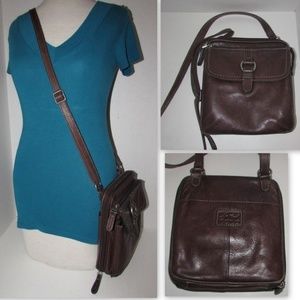Vintage FOSSIL Brown Crossbody Organizer Handbag